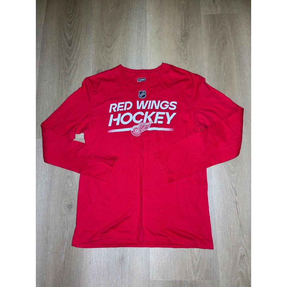 Fanatics Detroit Red Wings Hockey Long Sleeve Shirt Mens Medium Red NHL Pro